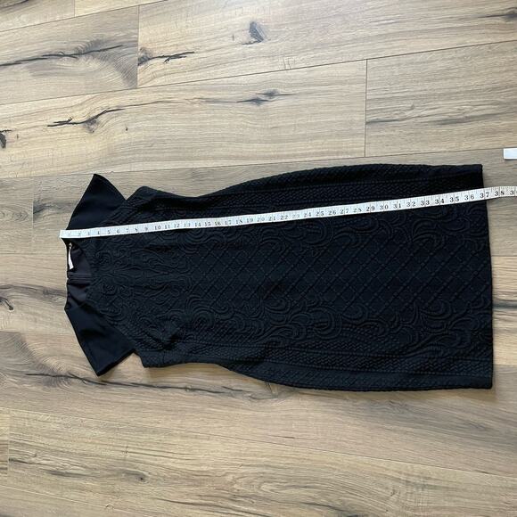 Tory Burch Kiersten Body-Con Dress Size Medium Black Jacquard Cap Sleeve - Picture 8 of 11